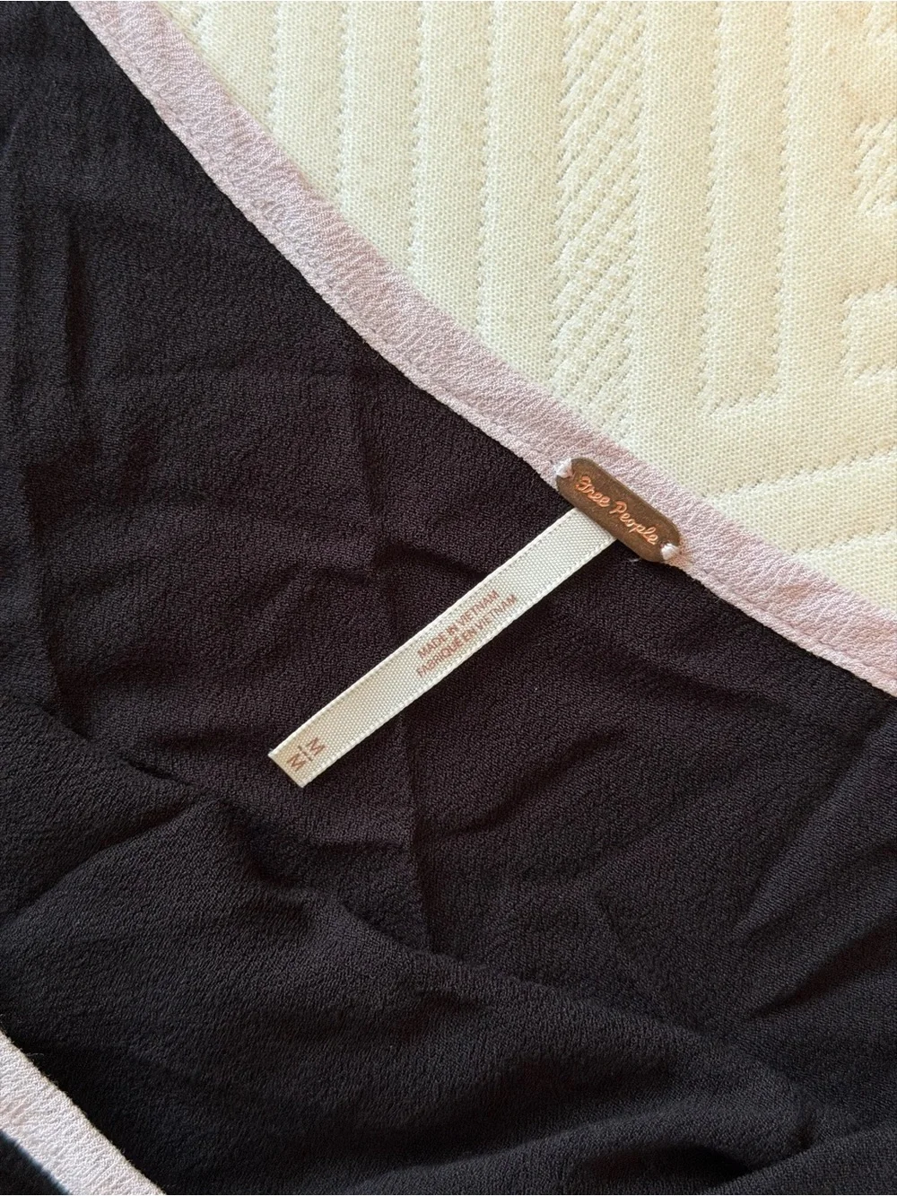 Free People Black One-Shoulder Tank with Pale Pink Trim